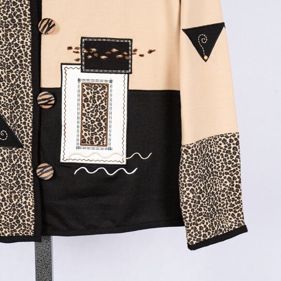 Women's Vintage Animal Print Safari Zebra Theme Top MEDIUM Patchwork Embroidered - Picture 3 of 9